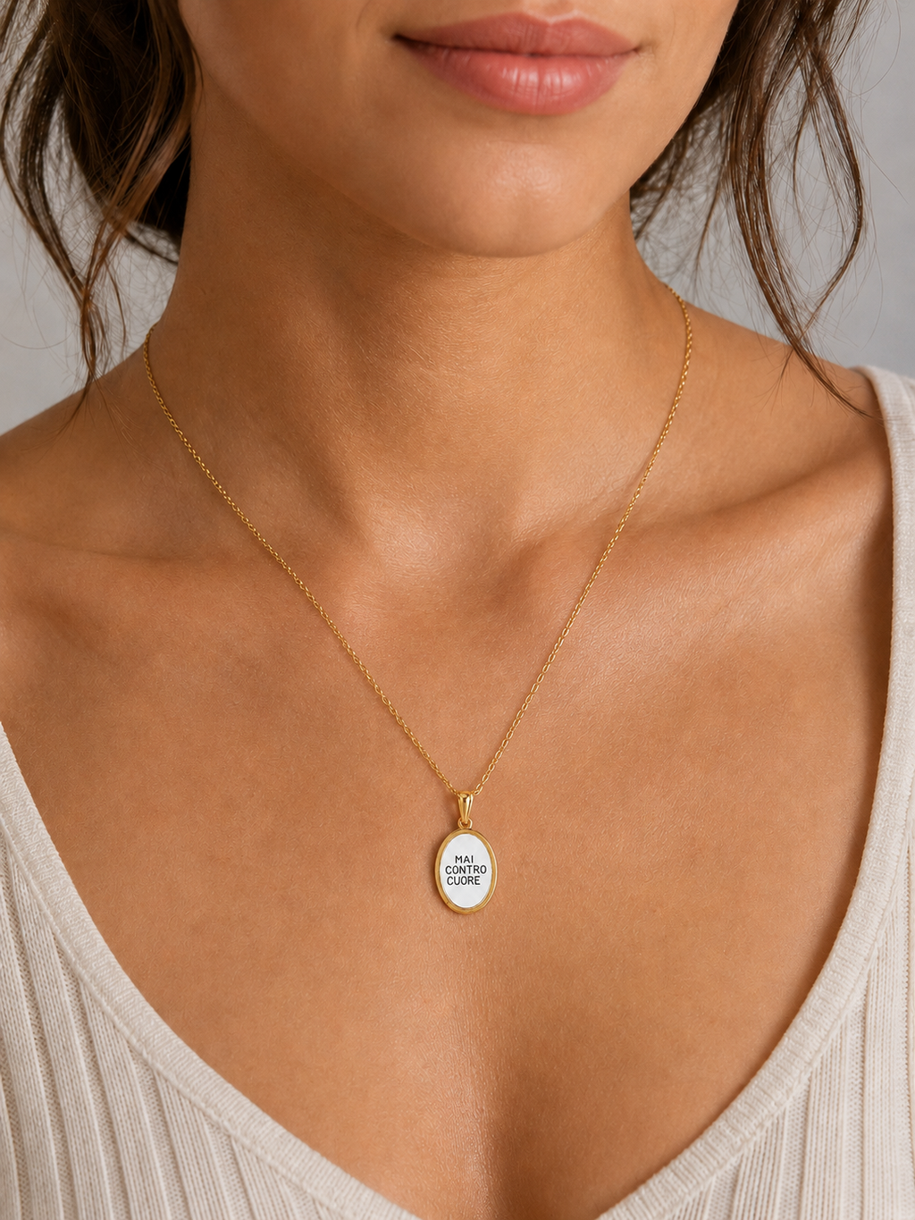 Collana in acciaio inox "Mai contro cuore"
