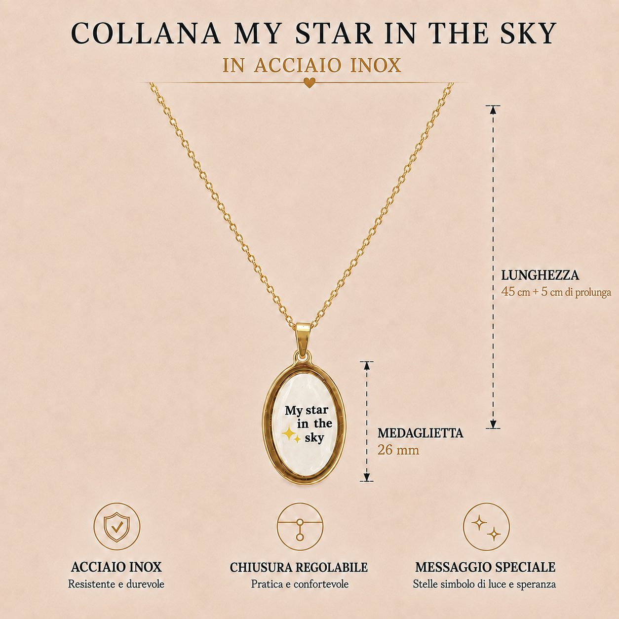 Collana in acciaio inox "My star in the sky"