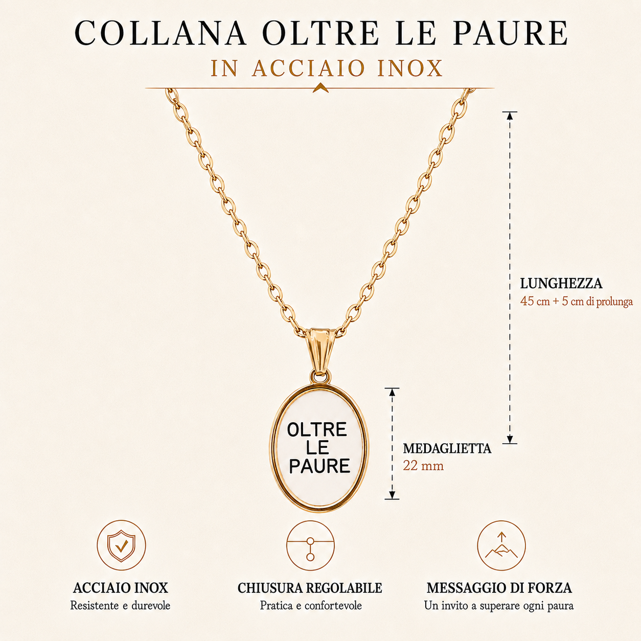Collana in acciaio inox "Oltre le paure"