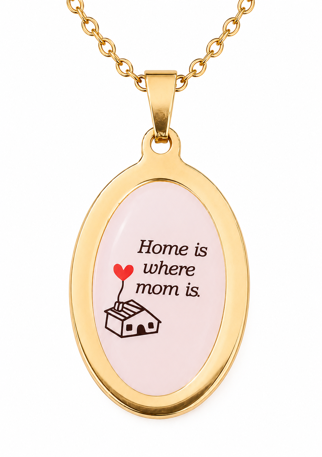 Collana in acciaio inox "Home is where mom is"