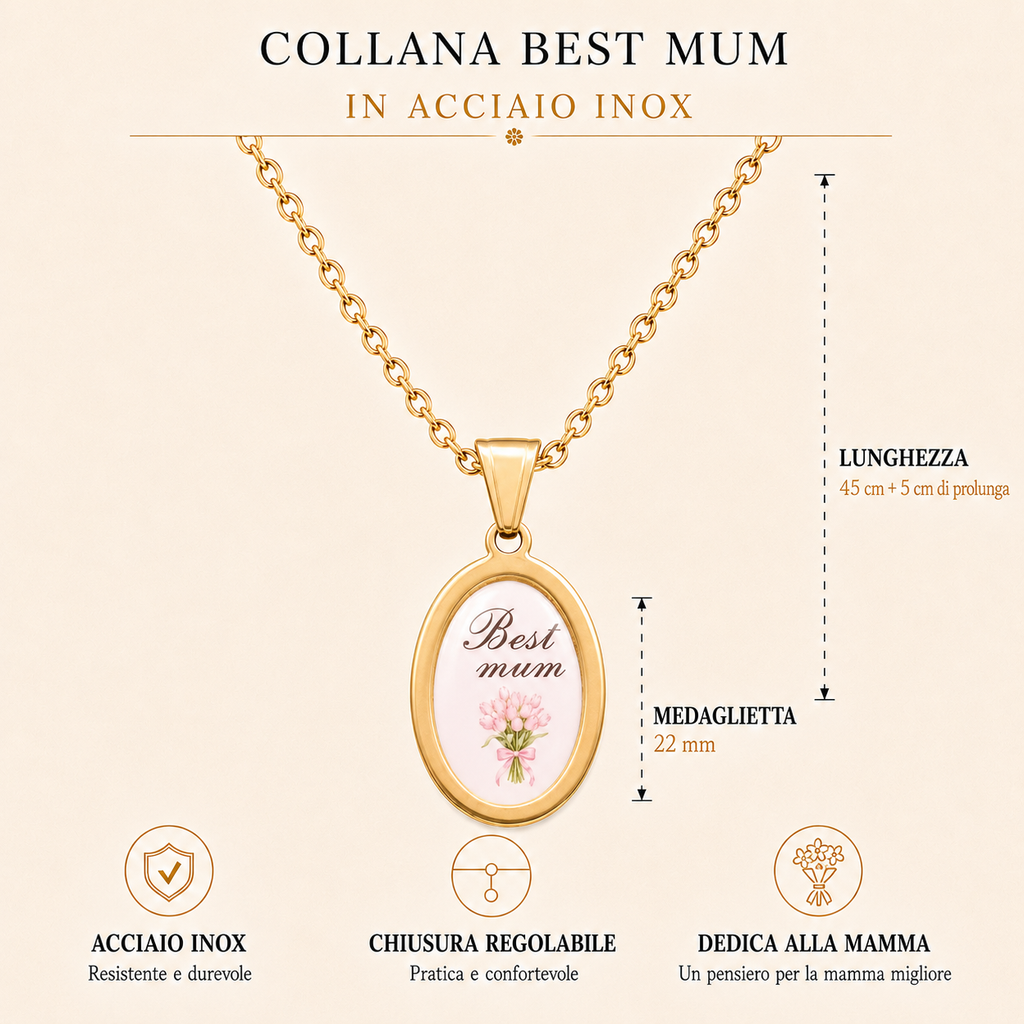 Collana in acciaio inox "Best mom"
