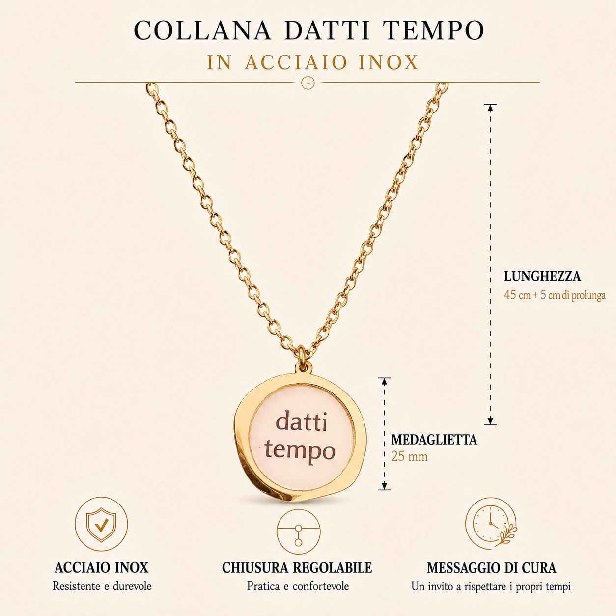 Collana in acciaio inox "Datti tempo"