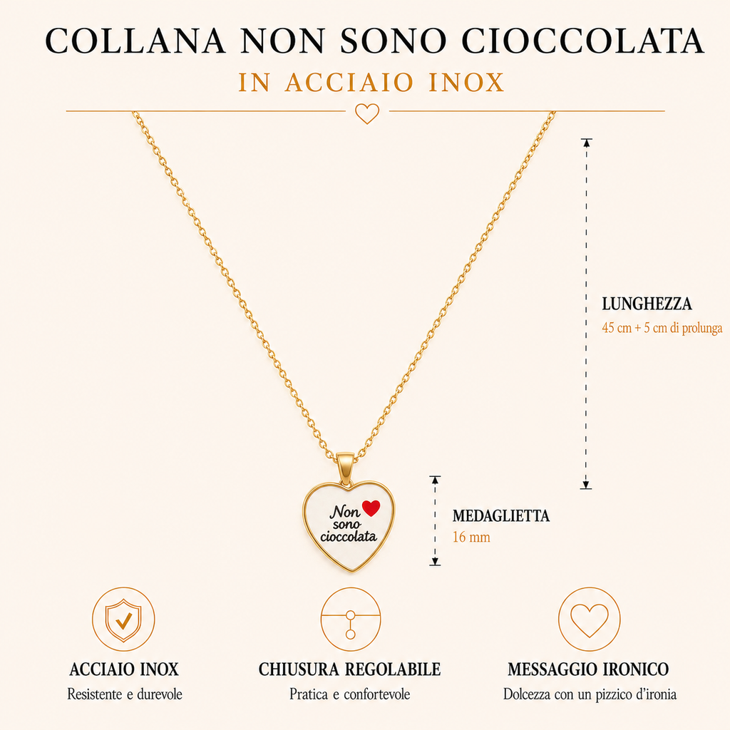 Collana in acciaio inox "Non sono cioccolata"