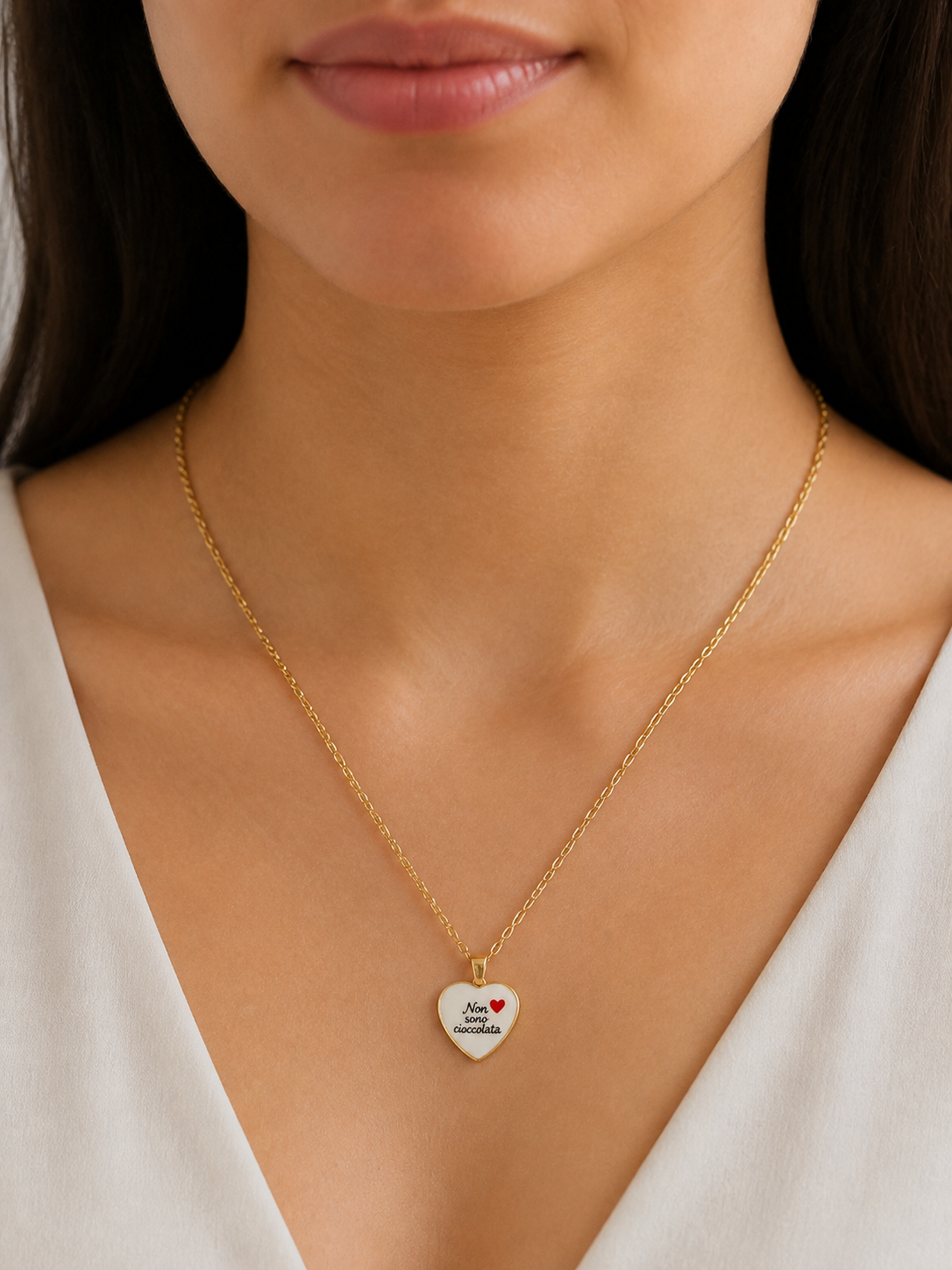 Collana in acciaio inox "Non sono cioccolata"