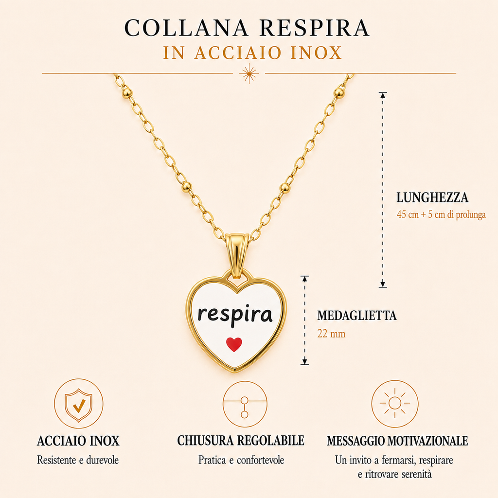Collana in acciaio inox "Respira"