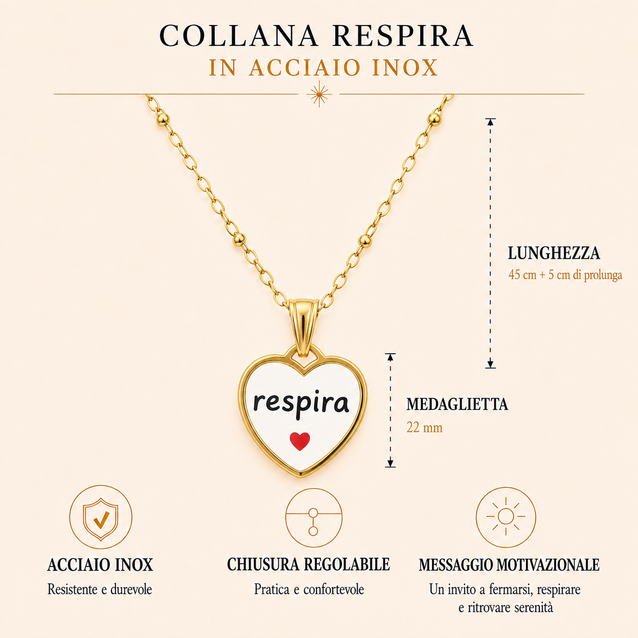 Collana in acciaio inox "Respira"