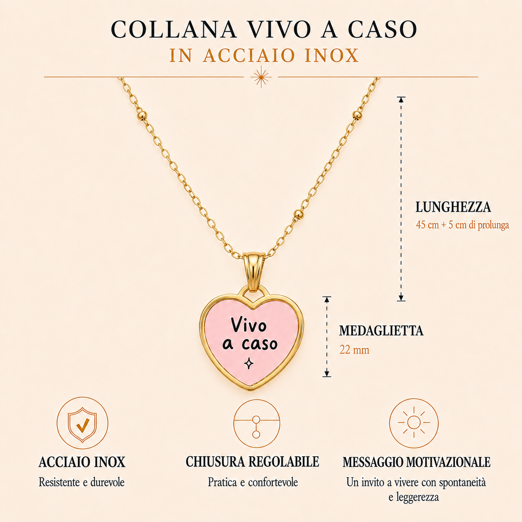 Collana in acciaio inox "Vivo a caso"