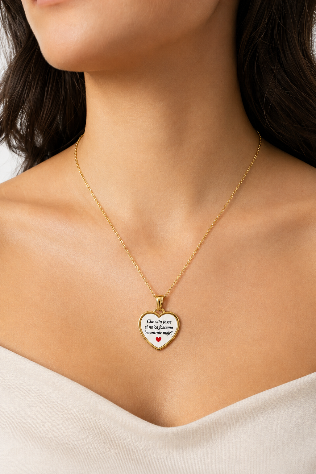 Collana in acciaio inox "Che vita fosse si nn'ce fossemo 'ncuntrate maje?"