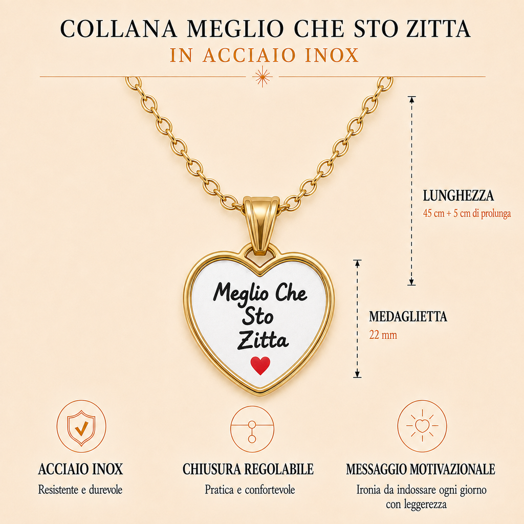 Collana in acciaio inox "Meglio che sto zitta"