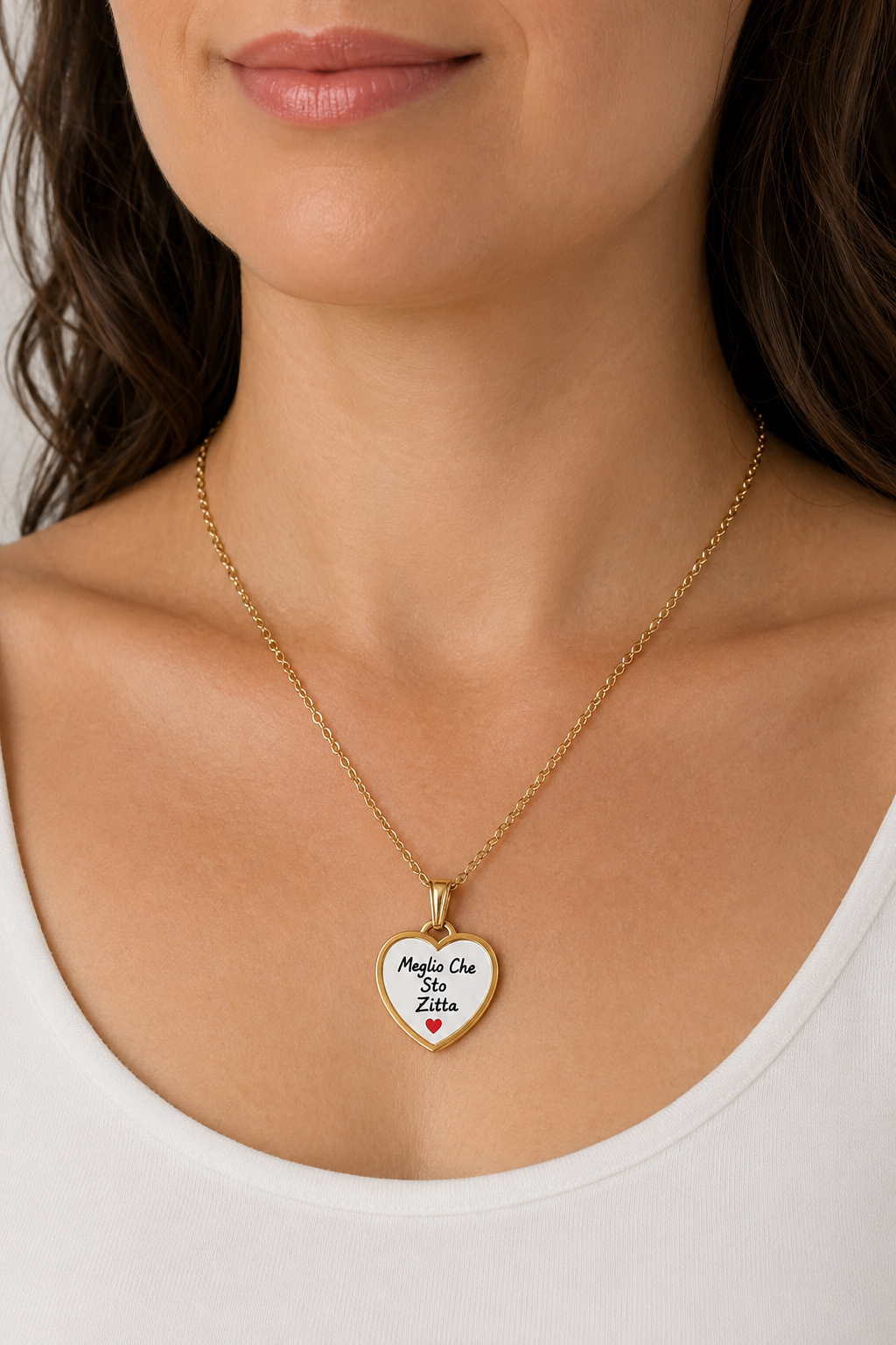 Collana in acciaio inox "Meglio che sto zitta"