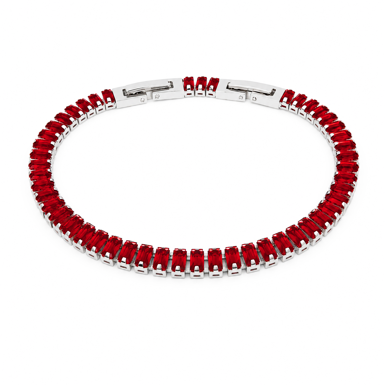 Bracciale Tennis Baguette Classico in acciaio inox con scattino Privè - Brand Gioielli