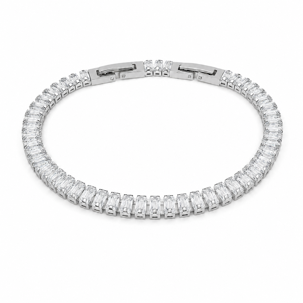 Bracciale Tennis Baguette Classico in acciaio inox con scattino Privè - Brand Gioielli