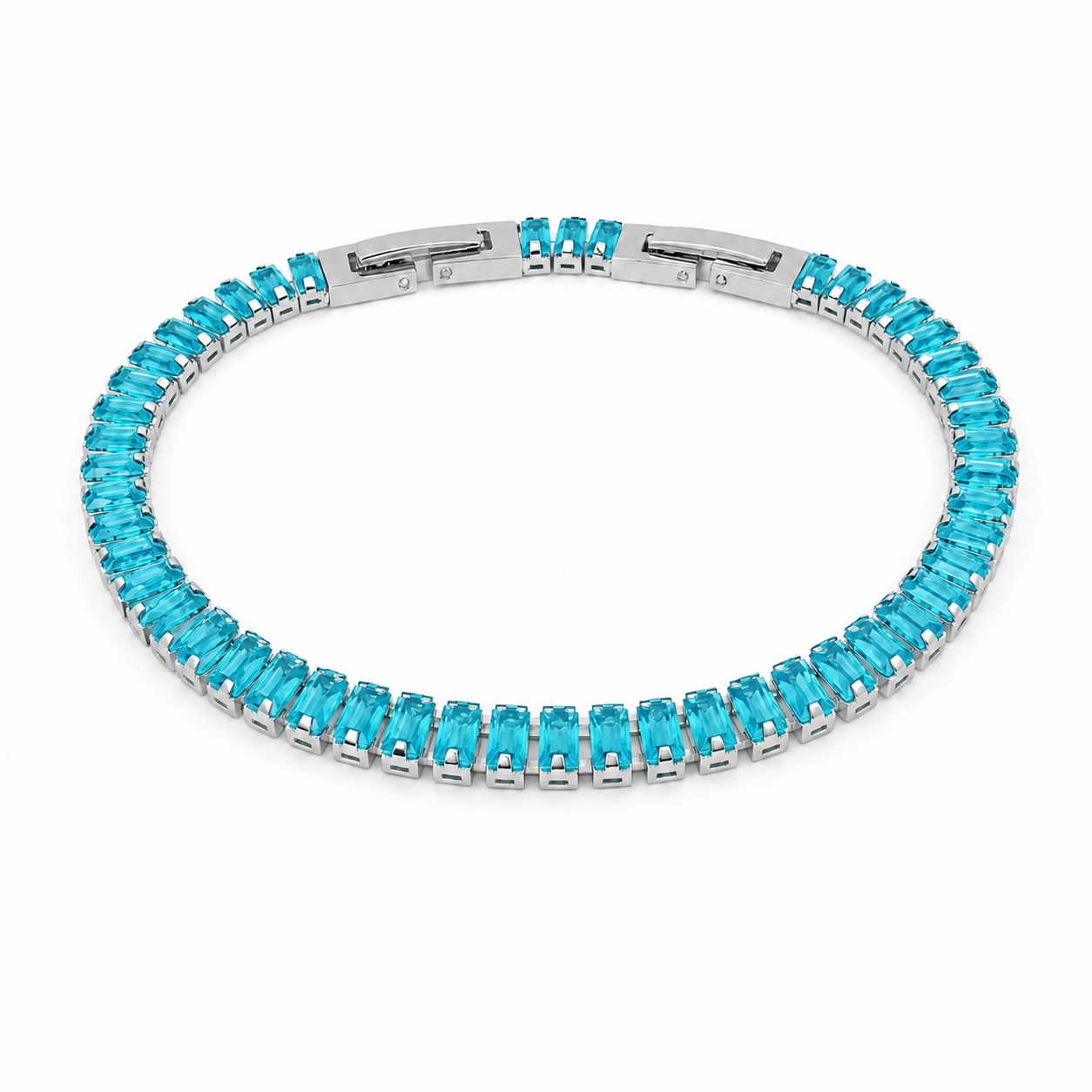 Bracciale Tennis Baguette Classico in acciaio inox con scattino Privè - Brand Gioielli