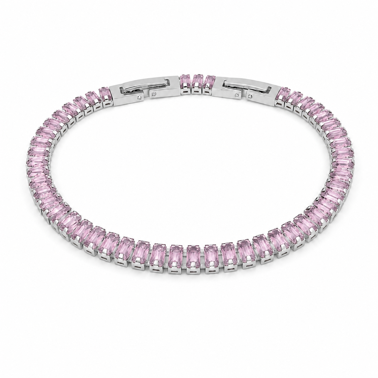 Bracciale Tennis Baguette Classico in acciaio inox con scattino Privè - Brand Gioielli