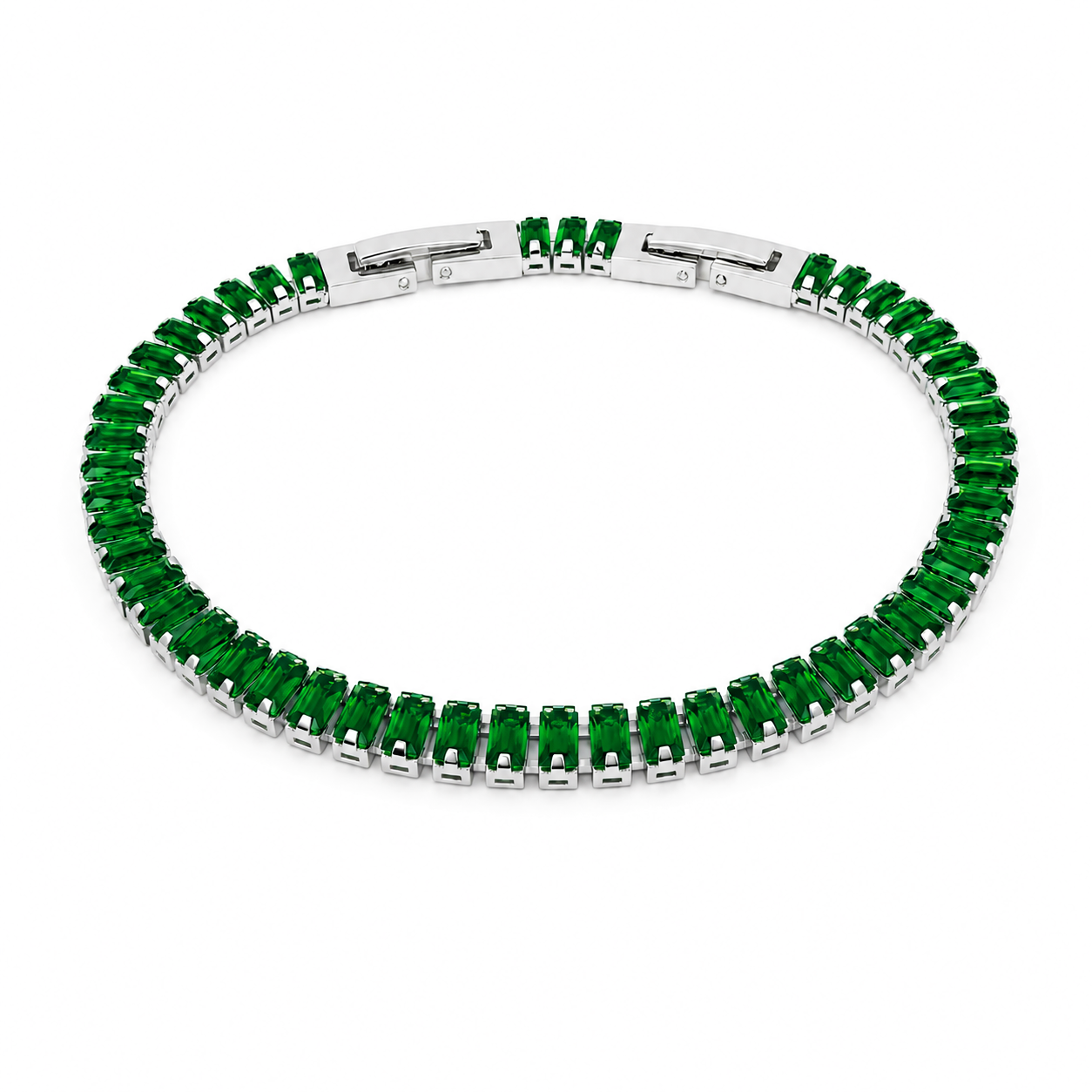 Bracciale Tennis Baguette Classico in acciaio inox con scattino Privè - Brand Gioielli