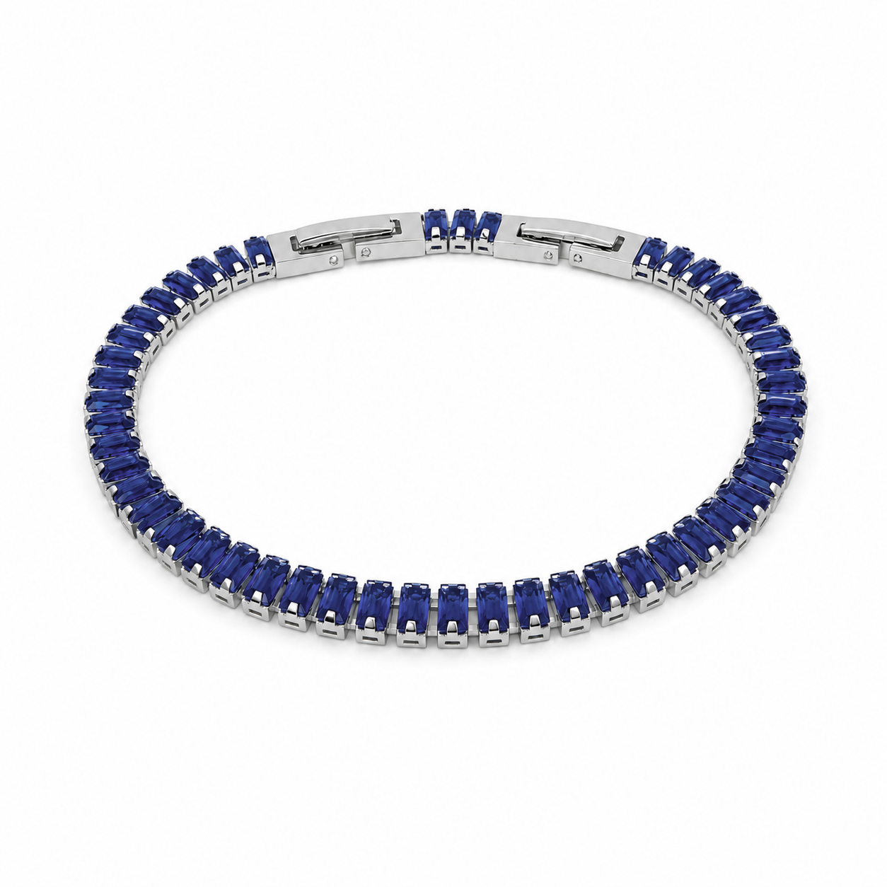 Bracciale Tennis Baguette Classico in acciaio inox con scattino Privè - Brand Gioielli