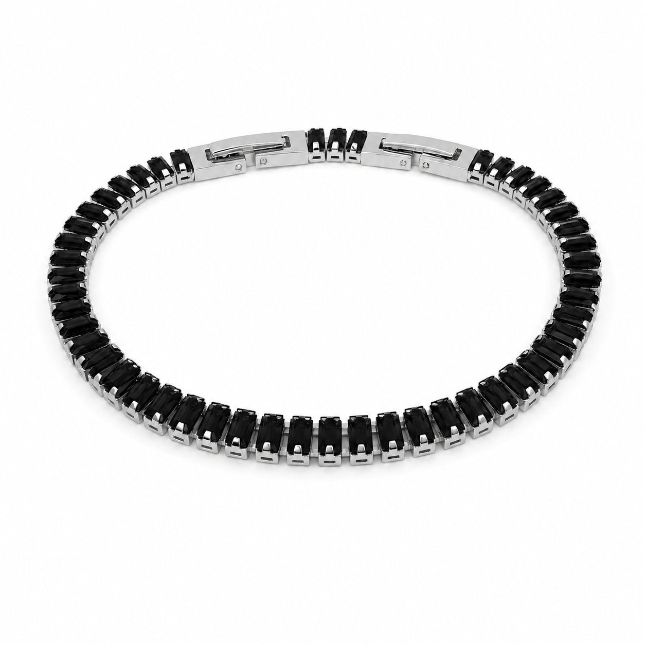 Bracciale Tennis Baguette Classico in acciaio inox con scattino Privè - Brand Gioielli