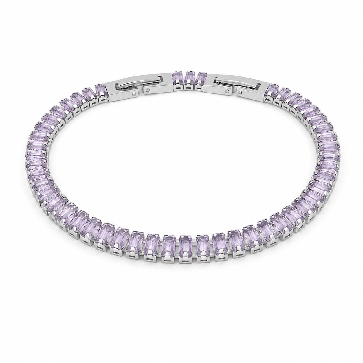 Bracciale Tennis Baguette Classico in acciaio inox con scattino Privè - Brand Gioielli
