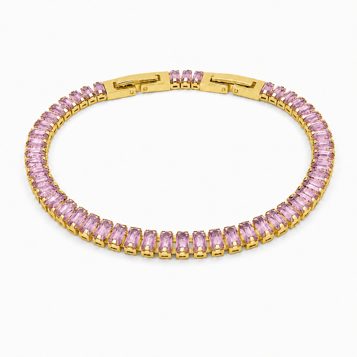 Bracciale Tennis Baguette Classico in acciaio inox con scattino Privè - Brand Gioielli