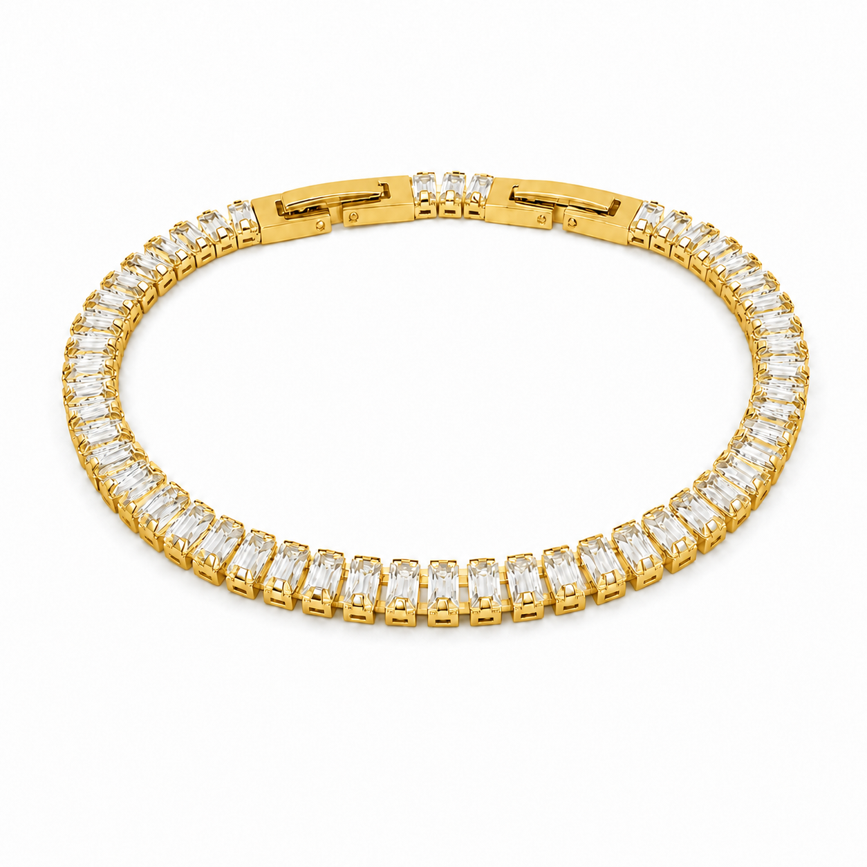 Bracciale Tennis Baguette Classico in acciaio inox con scattino Privè - Brand Gioielli