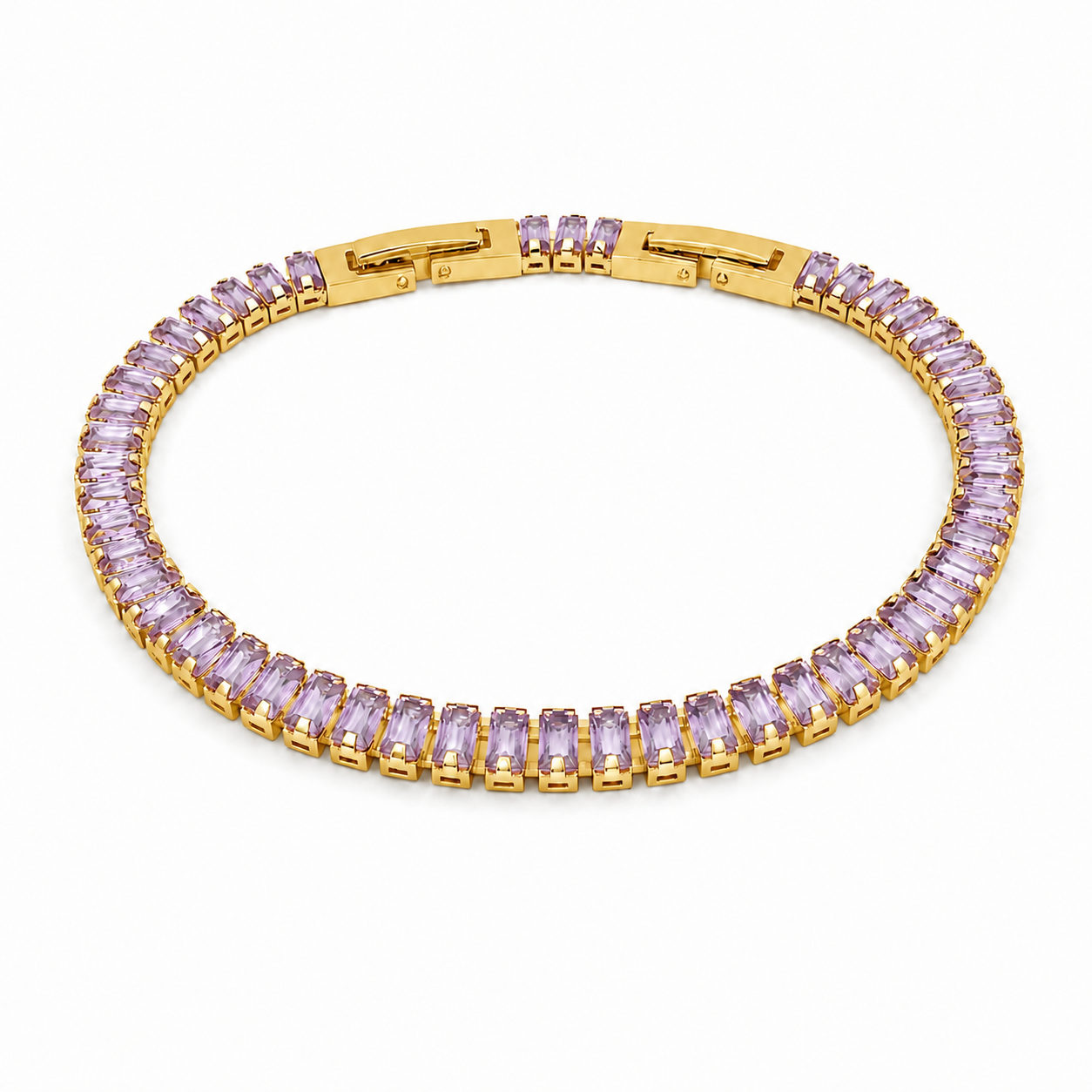 Bracciale Tennis Baguette Classico in acciaio inox con scattino Privè - Brand Gioielli