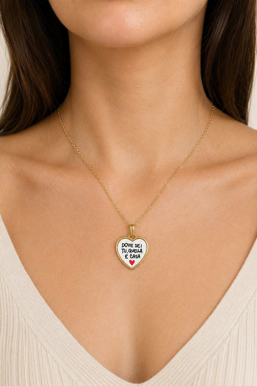 Collana in acciaio inox "Dove sei tu,quella a casa"