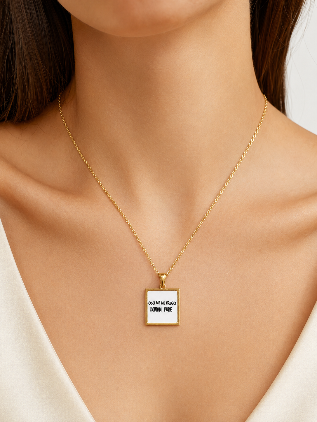 Collana in acciaio inox "Oggi me ne frego domani pure"