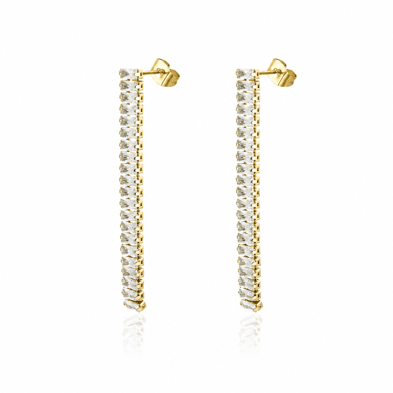 Orecchini Pendenti Tennis Baguette in acciaio inox Privè - Brand Gioielli