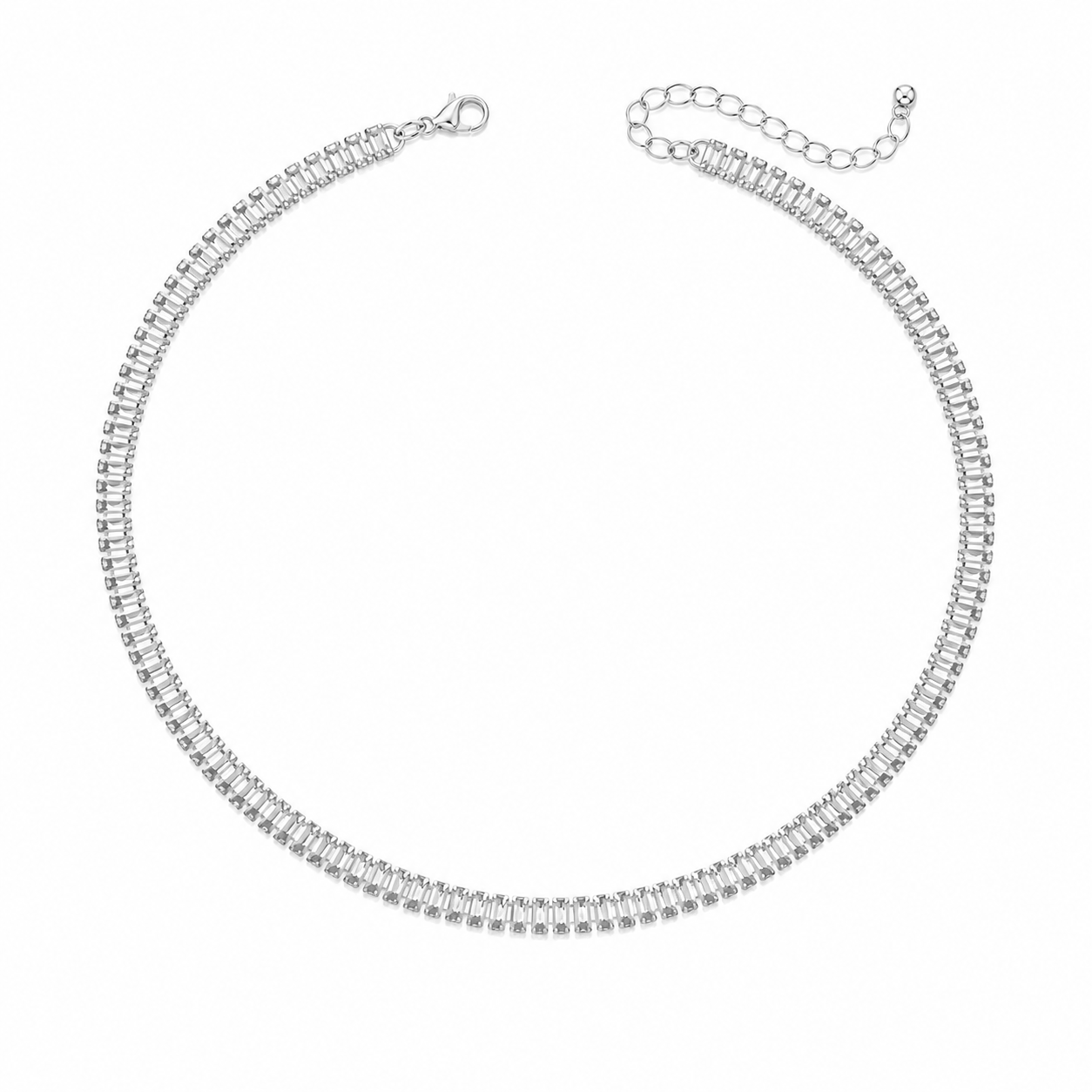 Collana Tennis Baguette in acciaio inox con moschetto Privè - Brand Gioielli
