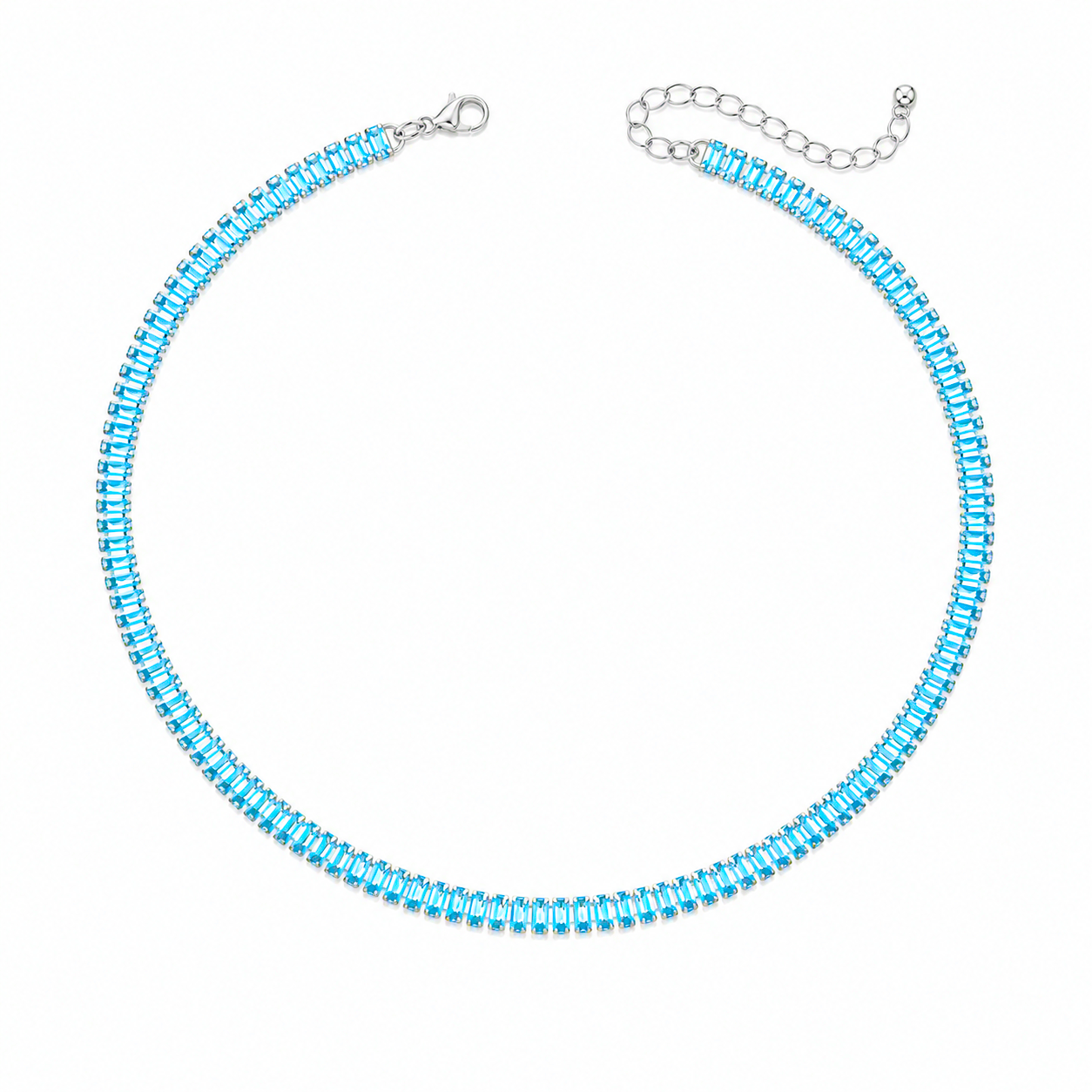 Collana Tennis Baguette in acciaio inox con moschetto Privè - Brand Gioielli