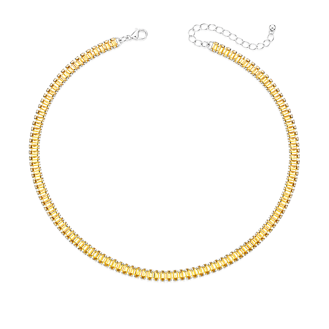 Collana Tennis Baguette in acciaio inox con moschetto Privè - Brand Gioielli
