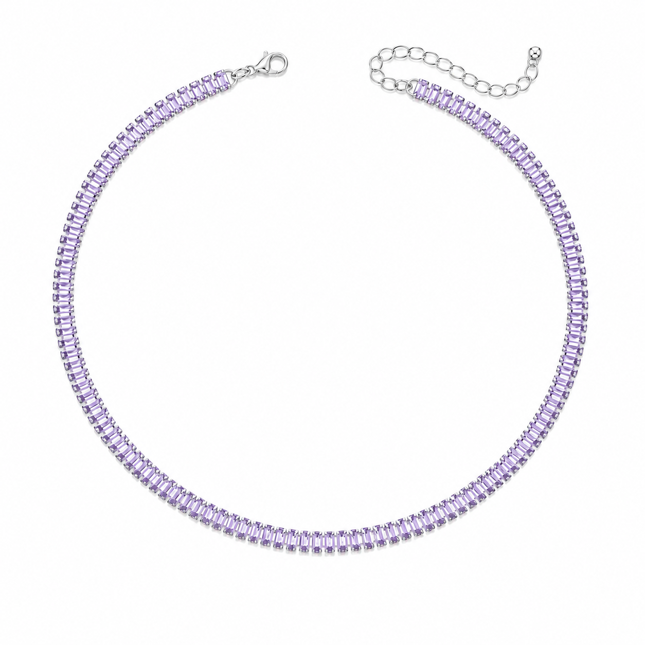 Collana Tennis Baguette in acciaio inox con moschetto Privè - Brand Gioielli