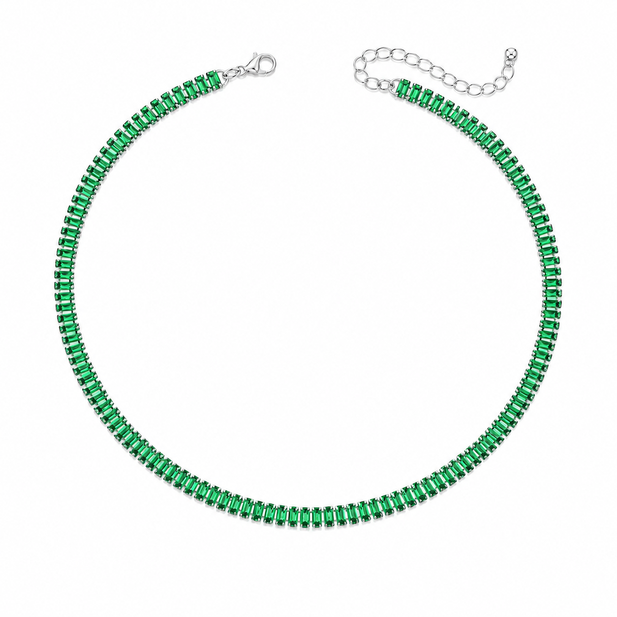 Collana Tennis Baguette in acciaio inox con moschetto Privè - Brand Gioielli