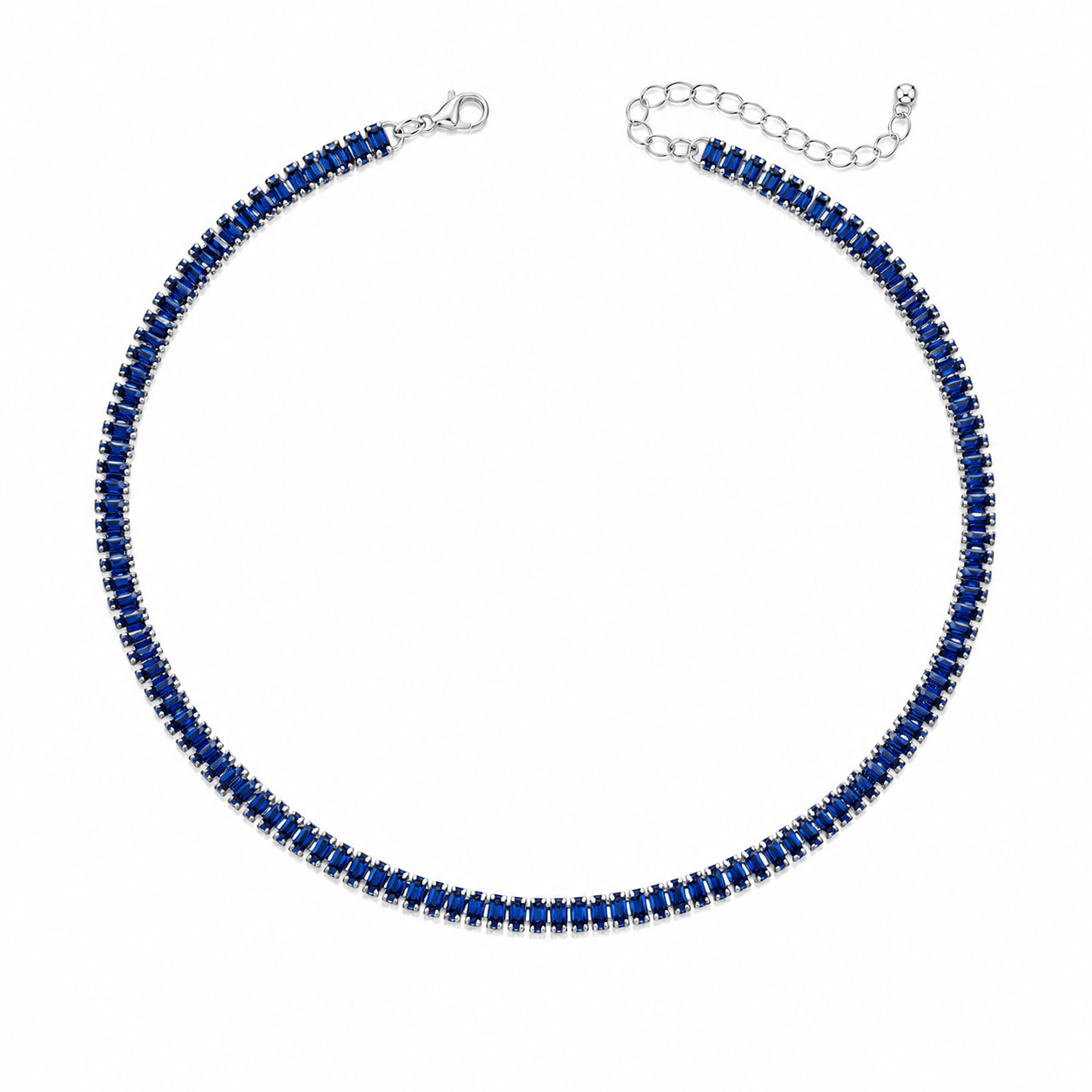 Collana Tennis Baguette in acciaio inox con moschetto Privè - Brand Gioielli