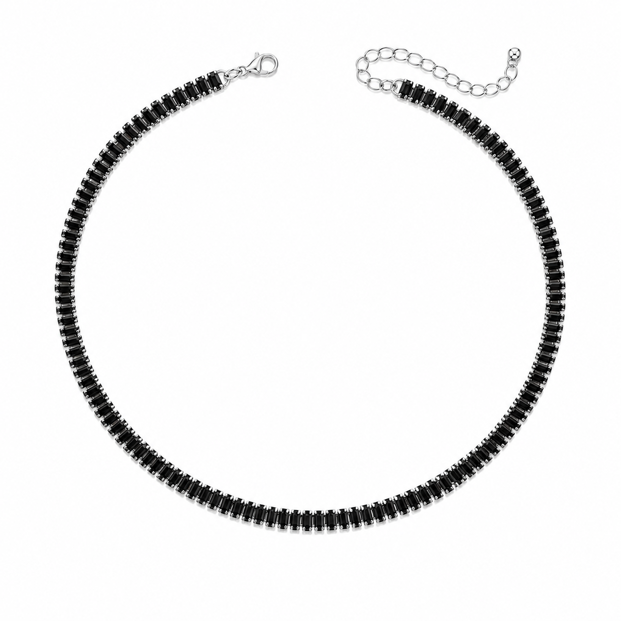 Collana Tennis Baguette in acciaio inox con moschetto Privè - Brand Gioielli
