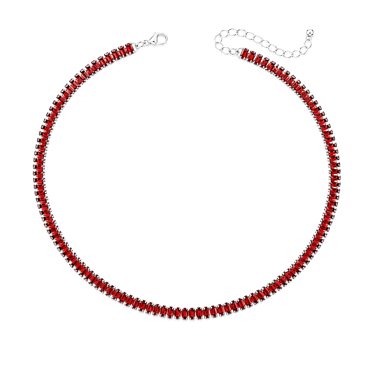 Collana Tennis Baguette in acciaio inox con moschetto Privè - Brand Gioielli