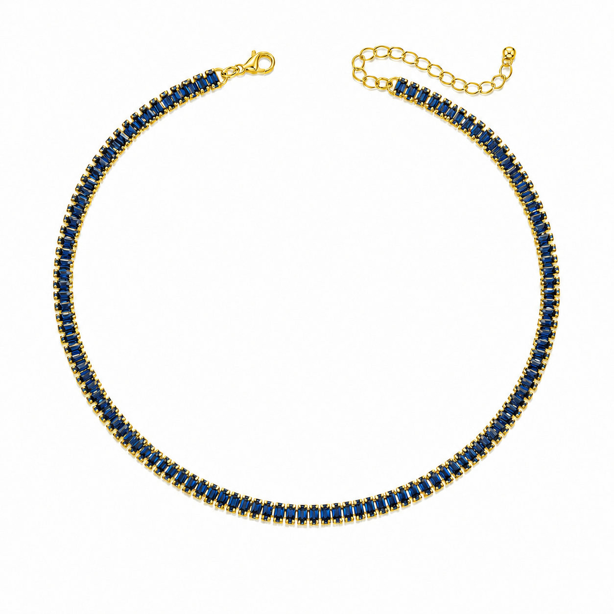 Collana Tennis Baguette in acciaio inox con moschetto Privè - Brand Gioielli