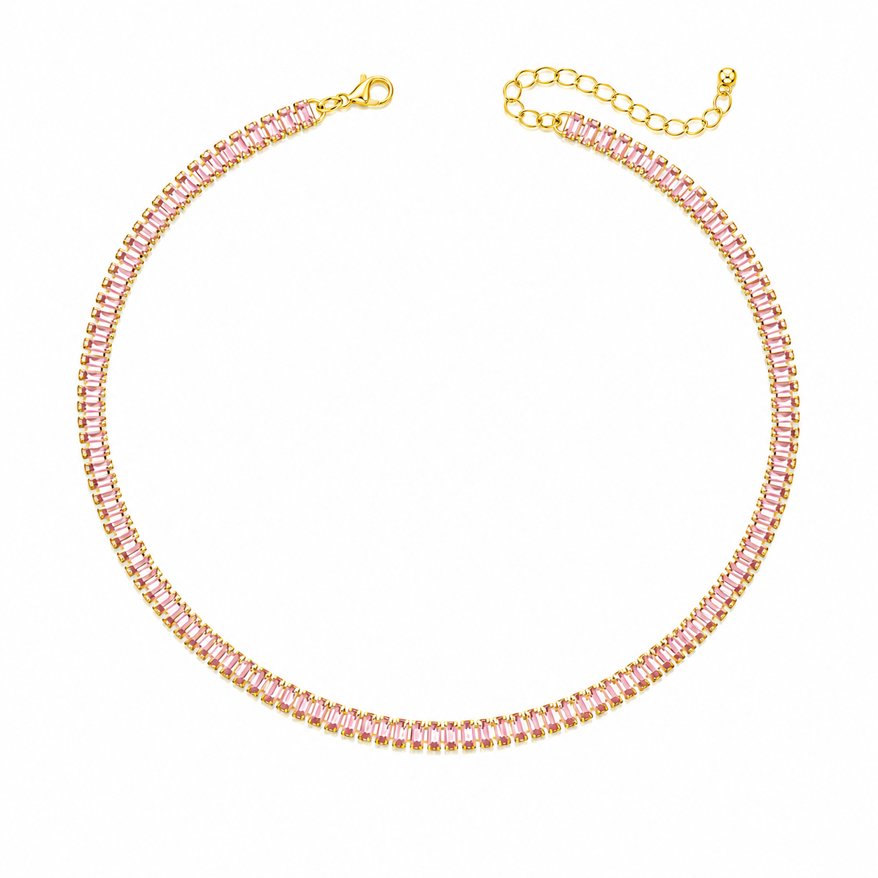 Collana Tennis Baguette in acciaio inox con moschetto Privè - Brand Gioielli