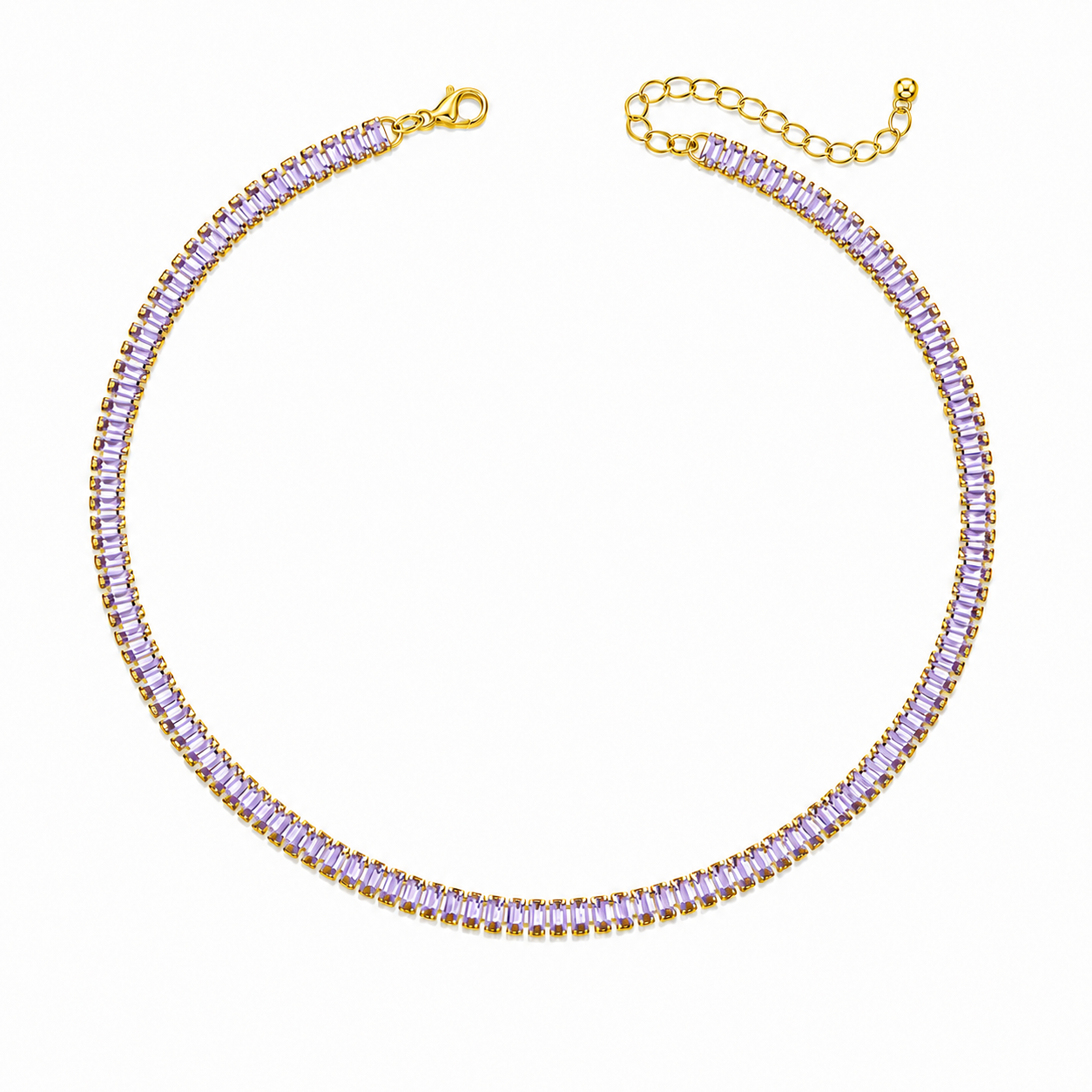 Collana Tennis Baguette in acciaio inox con moschetto Privè - Brand Gioielli
