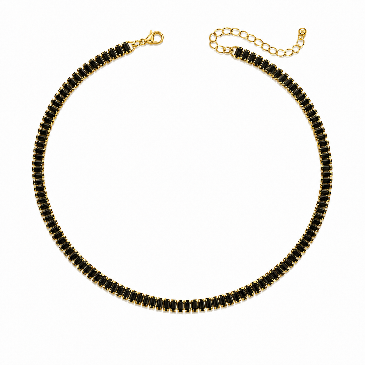 Collana Tennis Baguette in acciaio inox con moschetto Privè - Brand Gioielli
