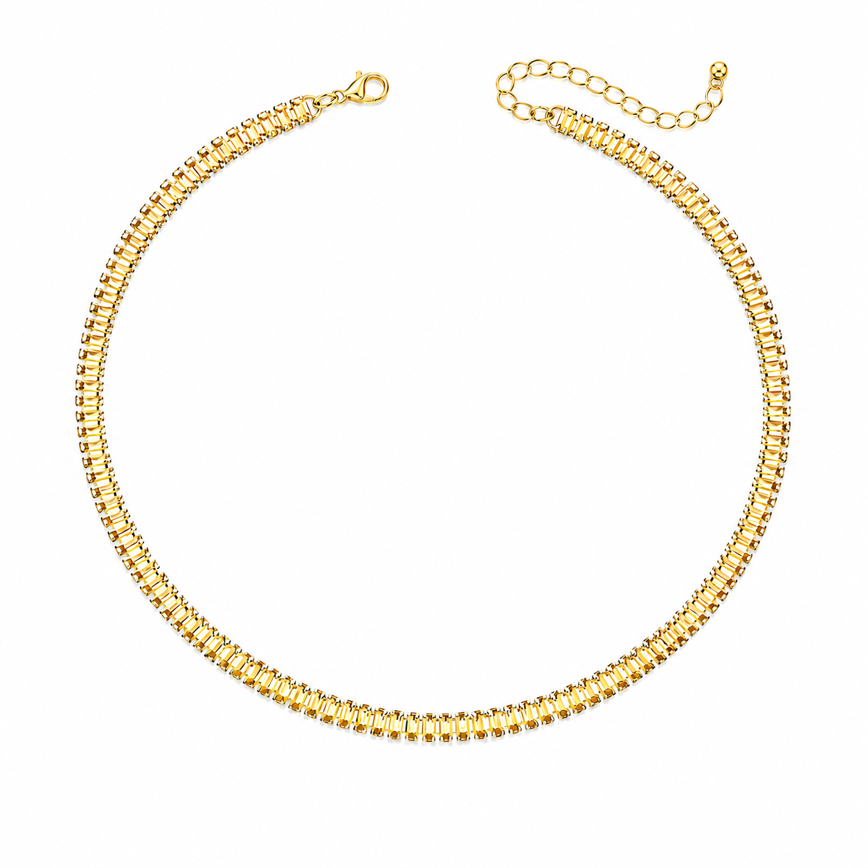 Collana Tennis Baguette in acciaio inox con moschetto Privè - Brand Gioielli