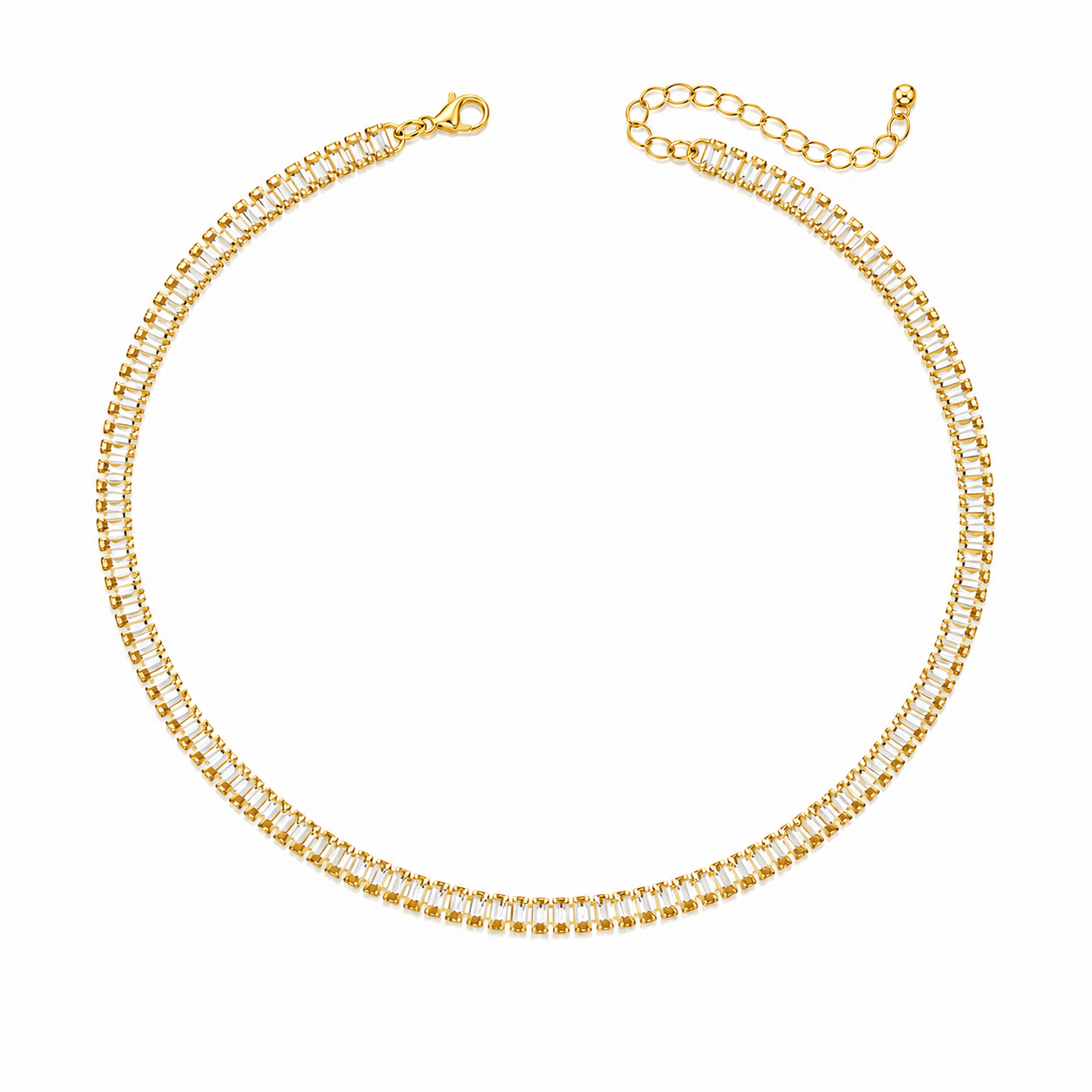Collana Tennis Baguette in acciaio inox con moschetto Privè - Brand Gioielli