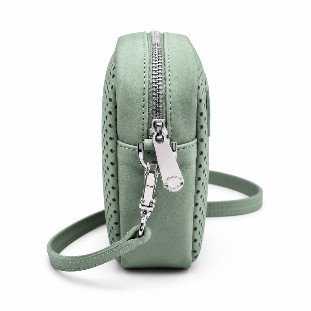 Borsa Tracolla piccola in pelle Nabuk forellata Pelletteria Veneta Forello in vera pelle