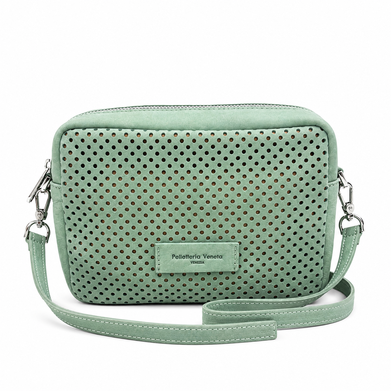 Borsa Tracolla piccola in pelle Nabuk forellata Pelletteria Veneta Forello in vera pelle