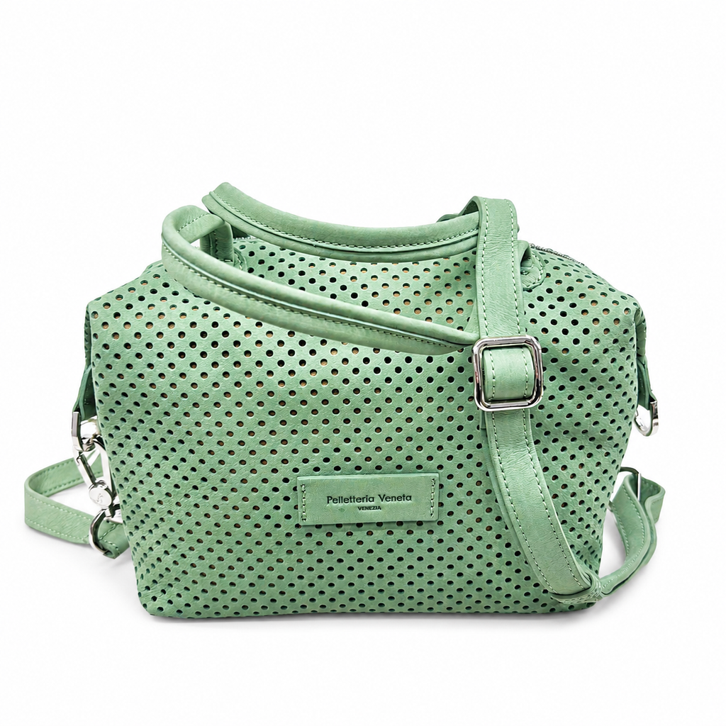 Borsa Bauletto medio in pelle Nabuk forellata Pelletteria Veneta Forello in vera pelle