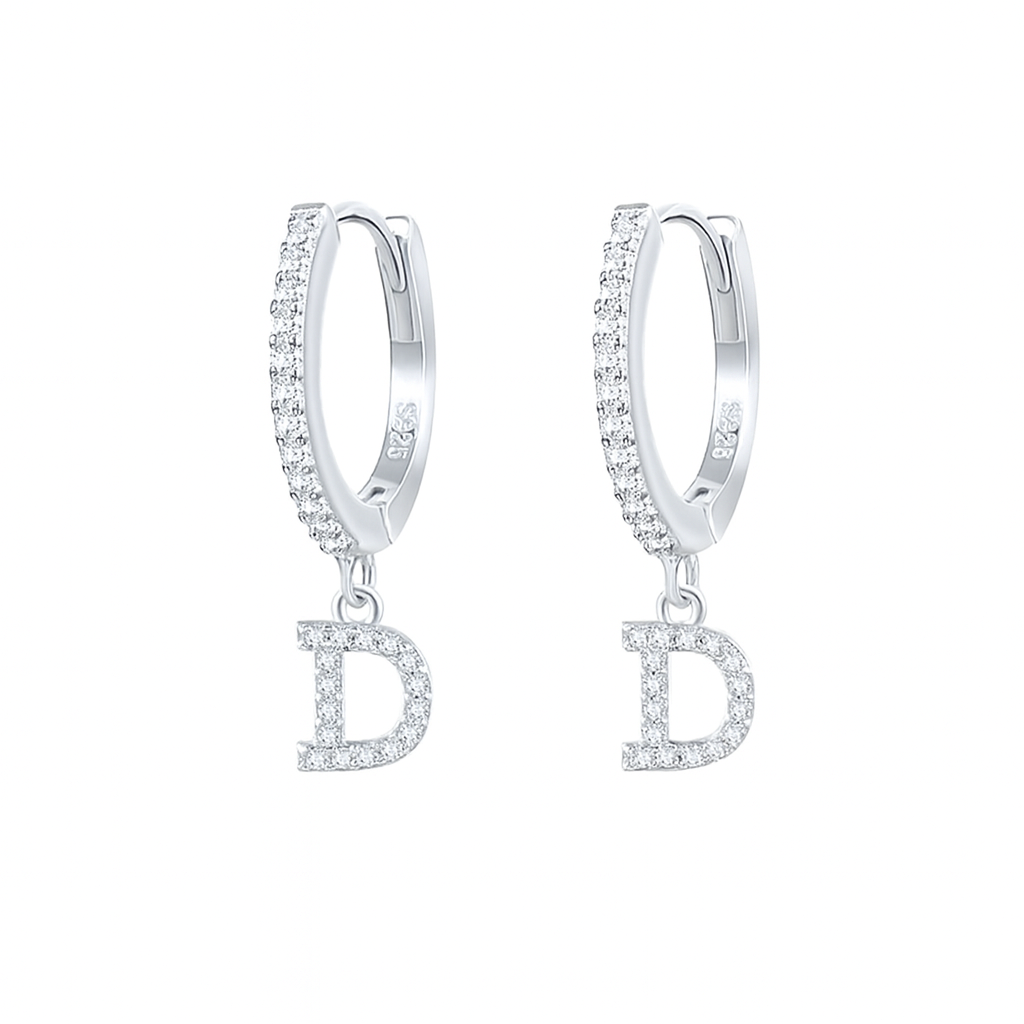 Orecchino singolo argento 925 con lettera