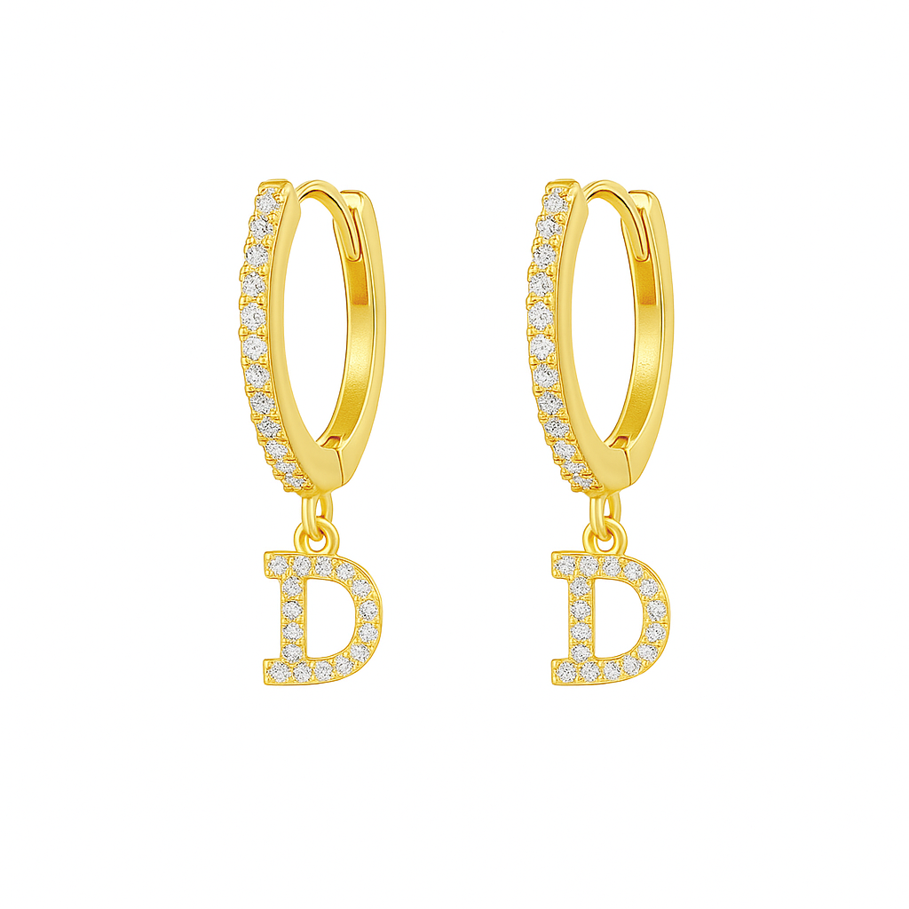 Orecchino singolo argento 925 con lettera