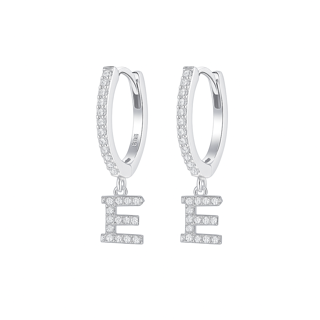 Orecchino singolo argento 925 con lettera