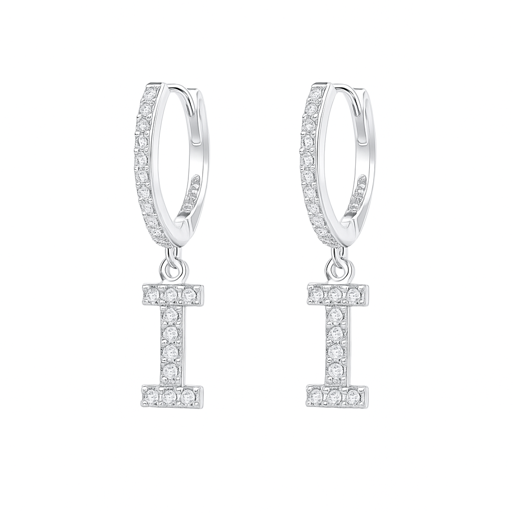 Orecchino singolo argento 925 con lettera