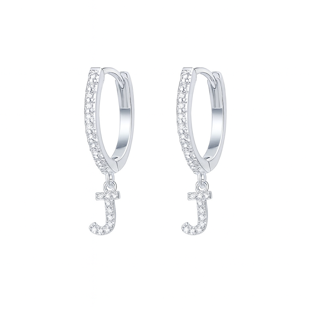 Orecchino singolo argento 925 con lettera